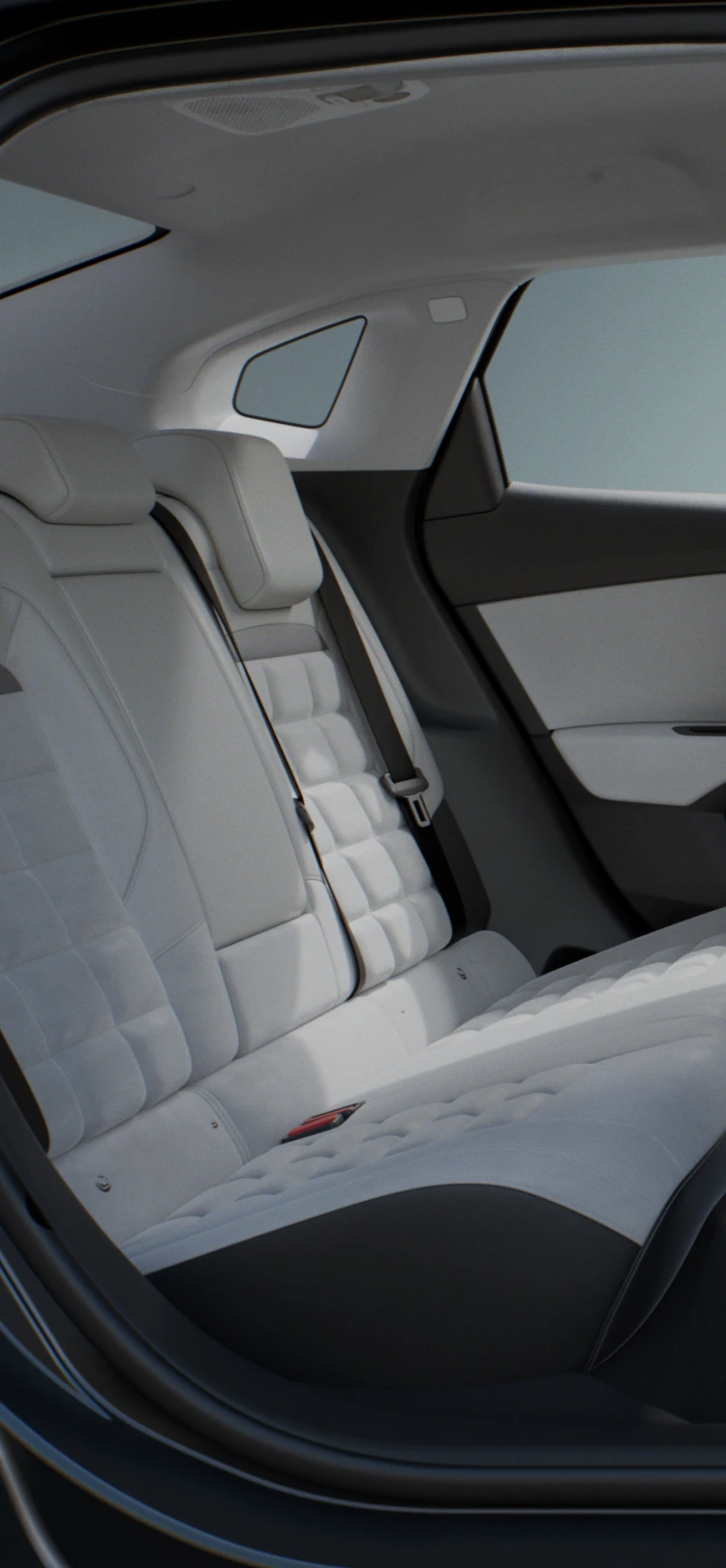 Zijaanzicht van het interieur van de ë‑C4 met ruimte, comfort, welzijn en design voor een ruime premium ervaring aan boord.